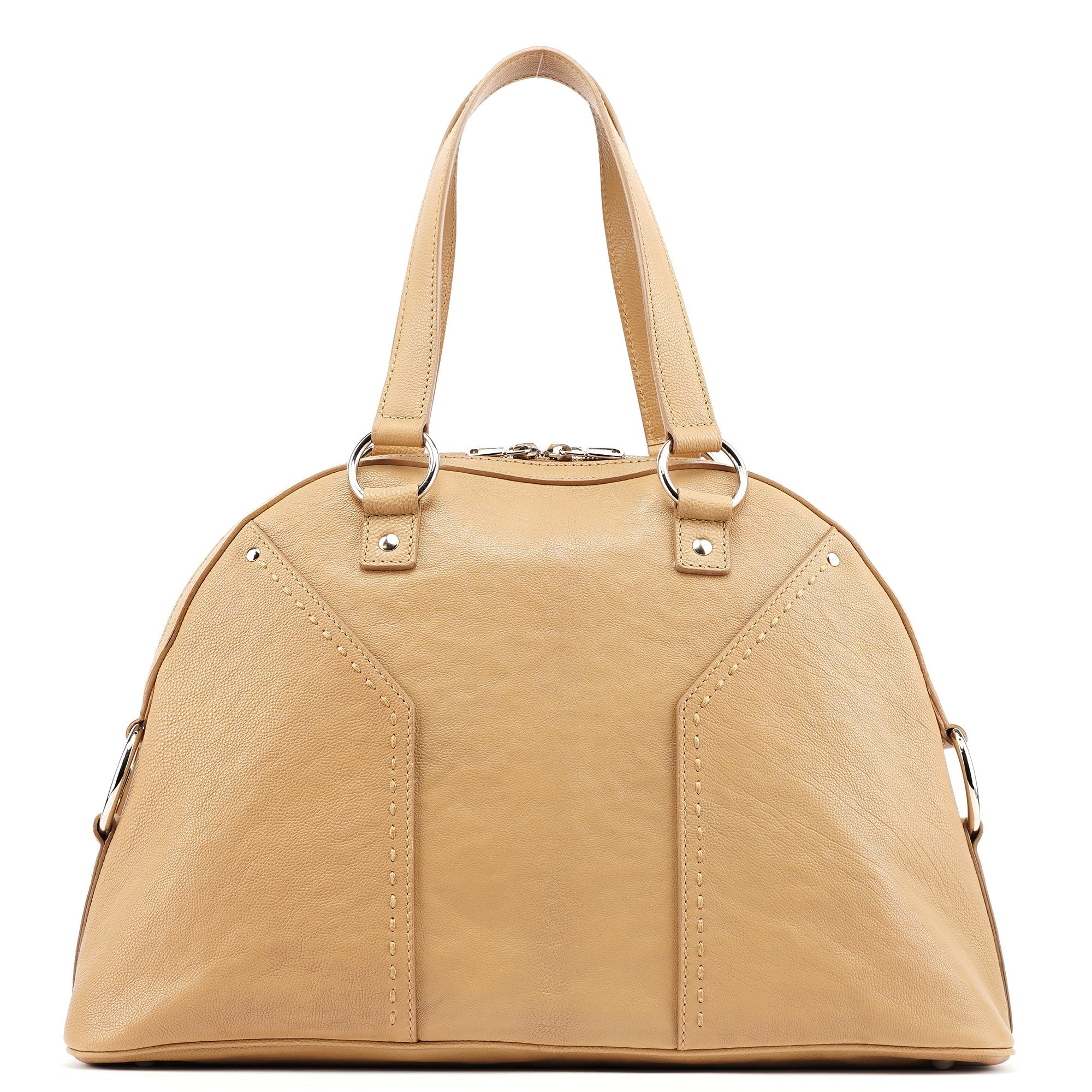Beige Leather Muse Tote Bag
