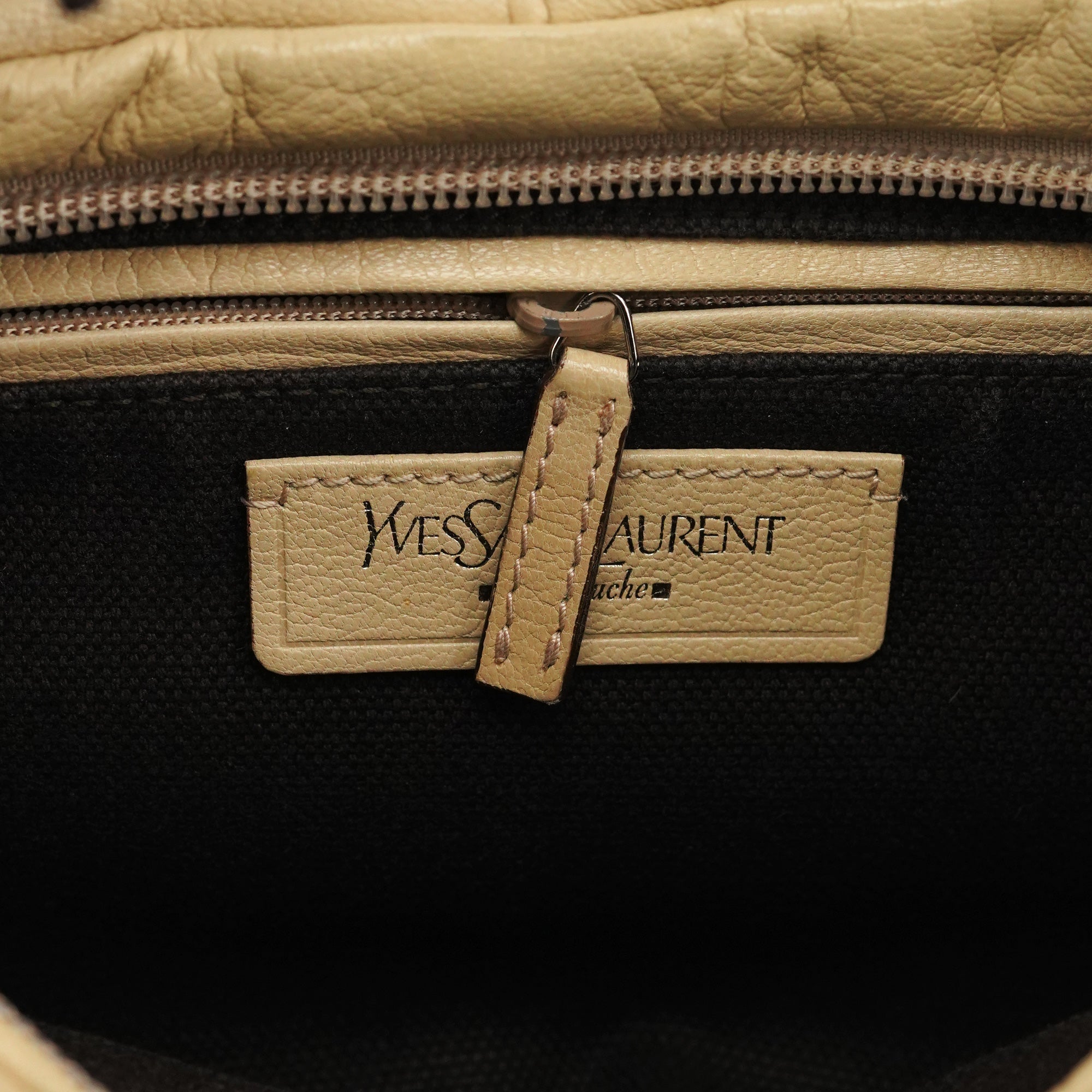 Beige Leather YSL Mombasa Shoulder Bag