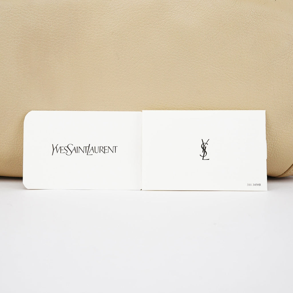 Beige Leather YSL Mombasa Shoulder Bag