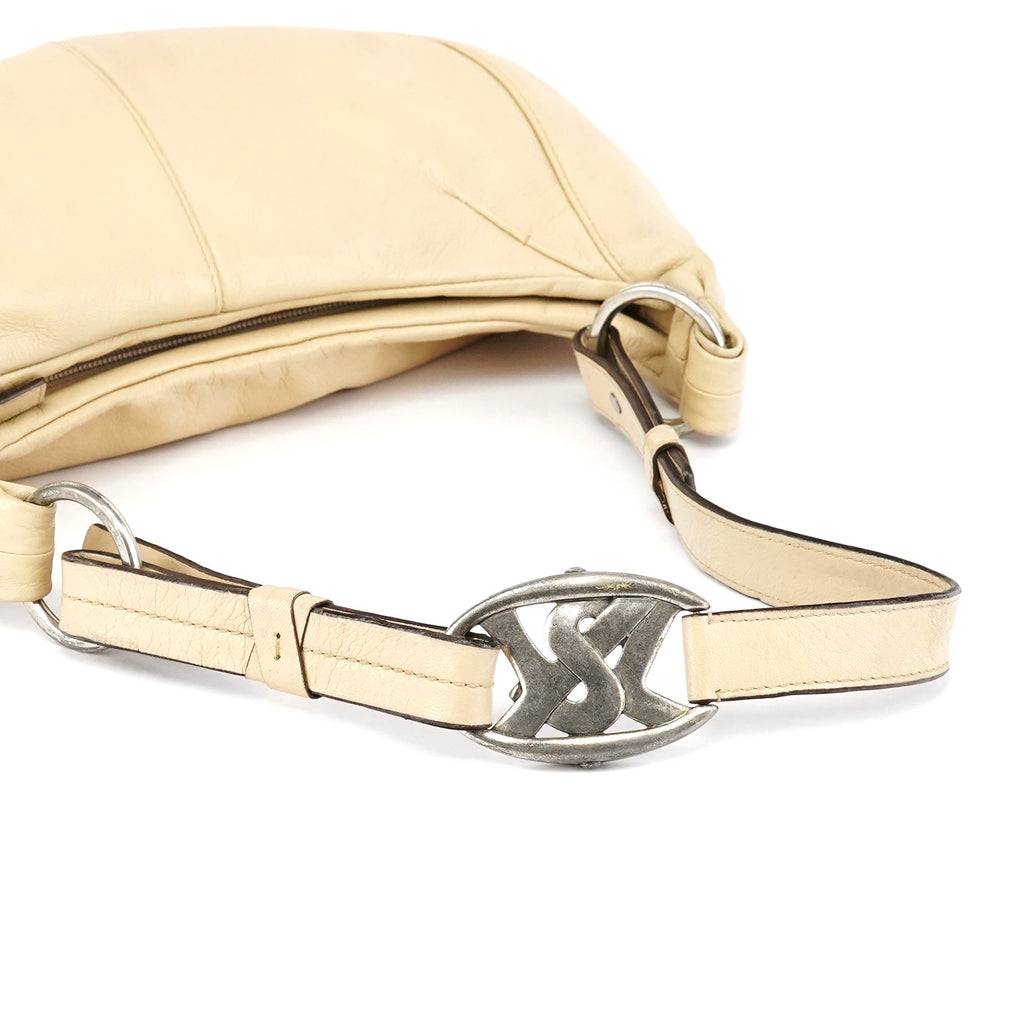 Beige Leather YSL Mombasa Shoulder Bag