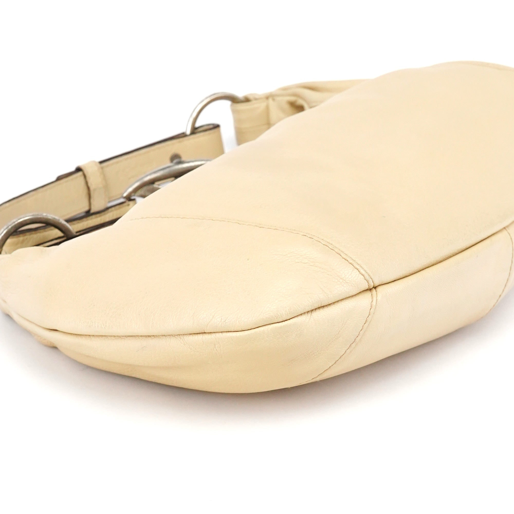 Beige Leather YSL Mombasa Shoulder Bag