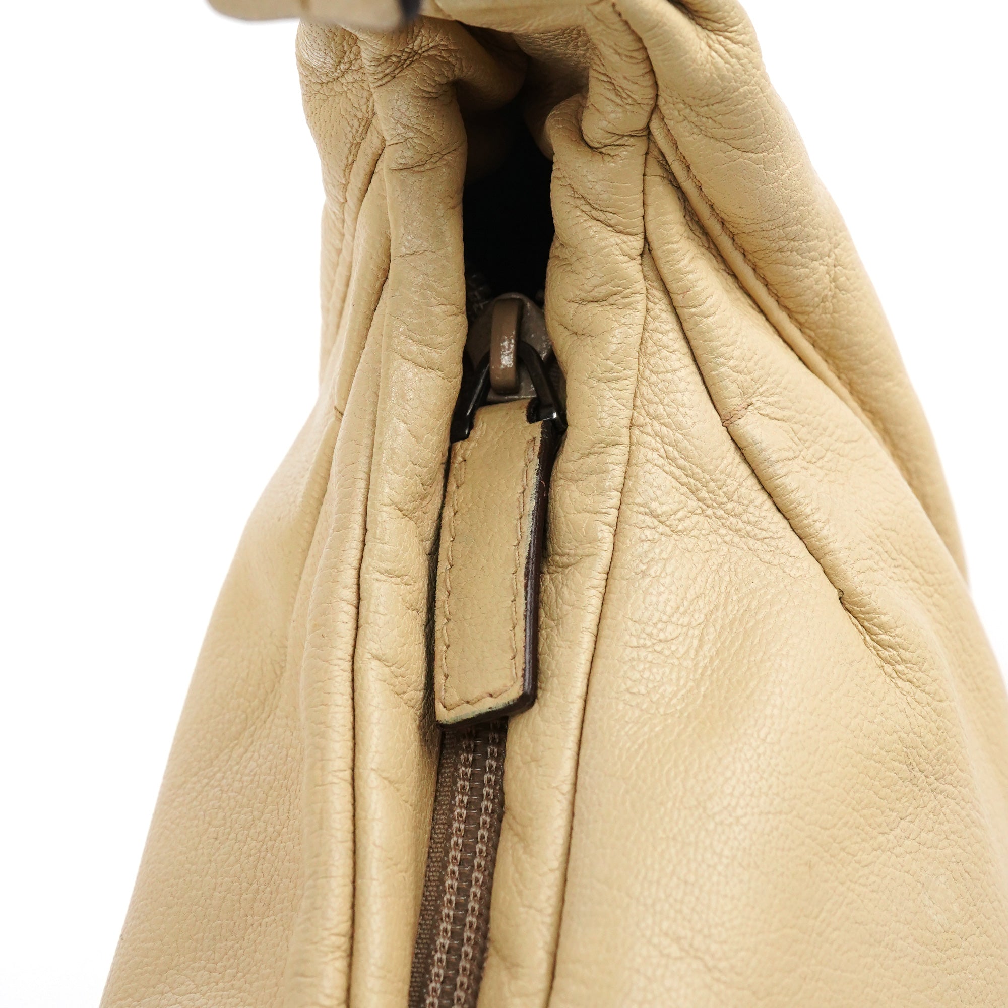 Beige Leather YSL Mombasa Shoulder Bag