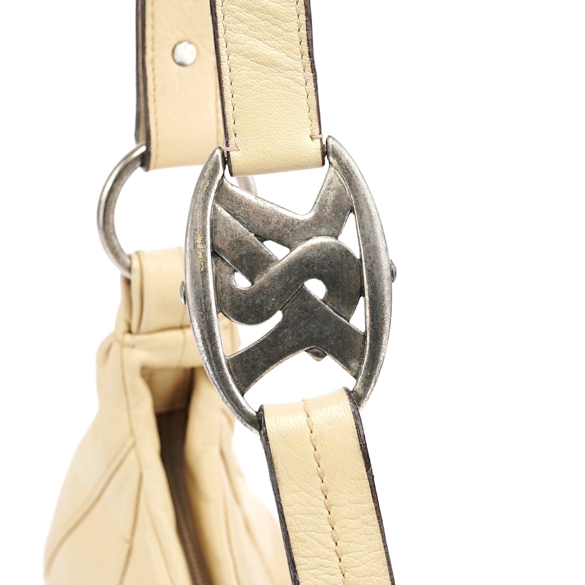Beige Leather YSL Mombasa Shoulder Bag
