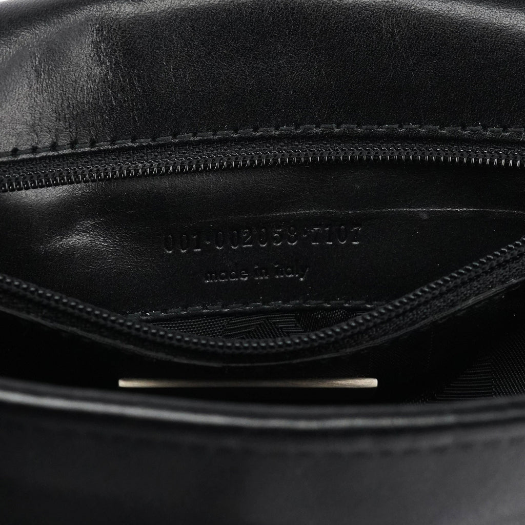 Black Calfskin Belt Crossbody Bag