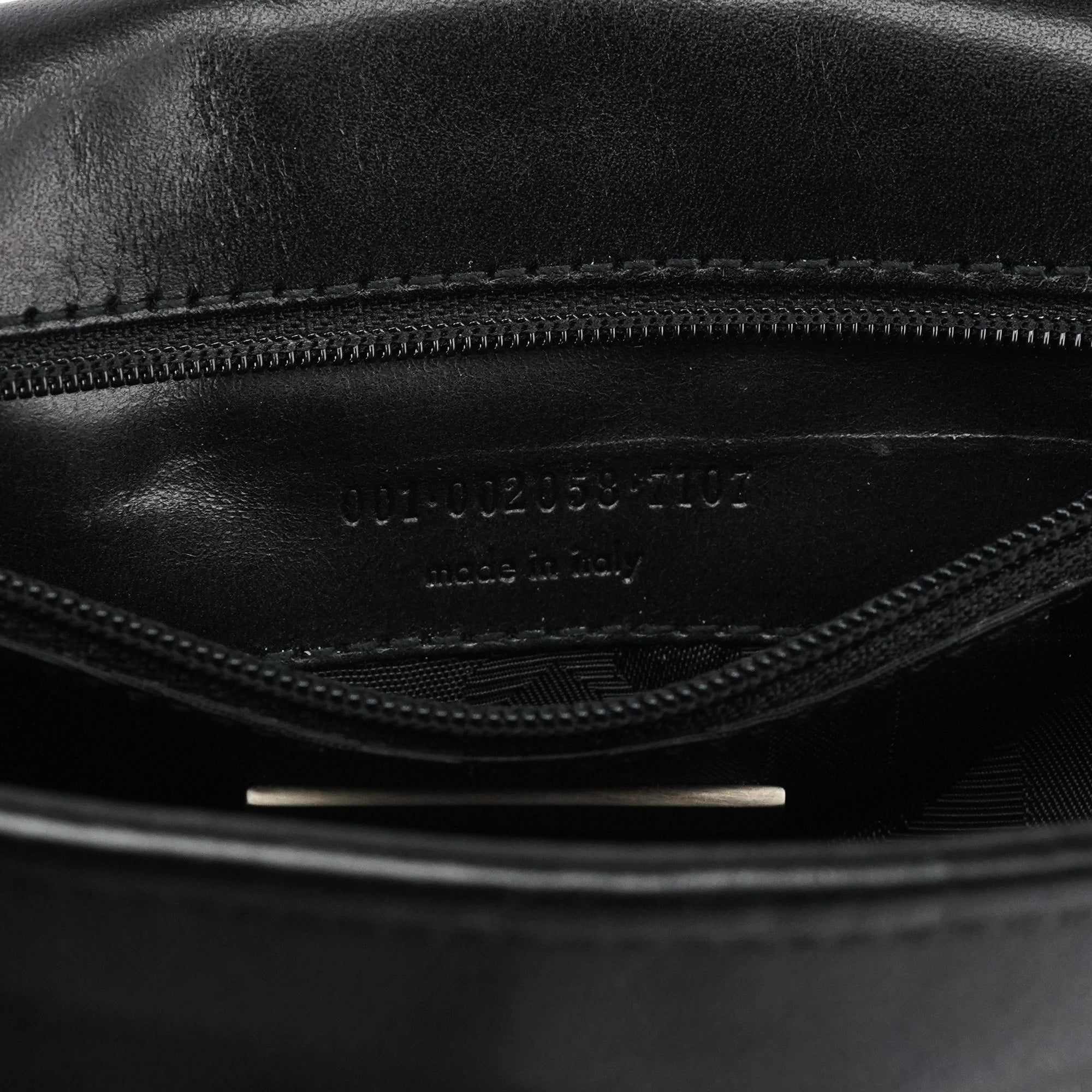 Black Calfskin Belt Crossbody Bag