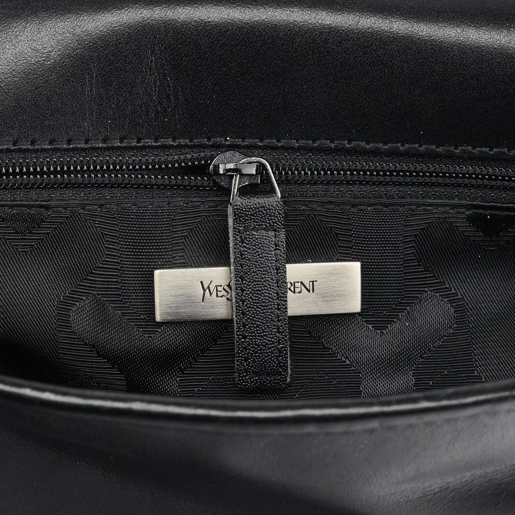 Black Calfskin Belt Crossbody Bag
