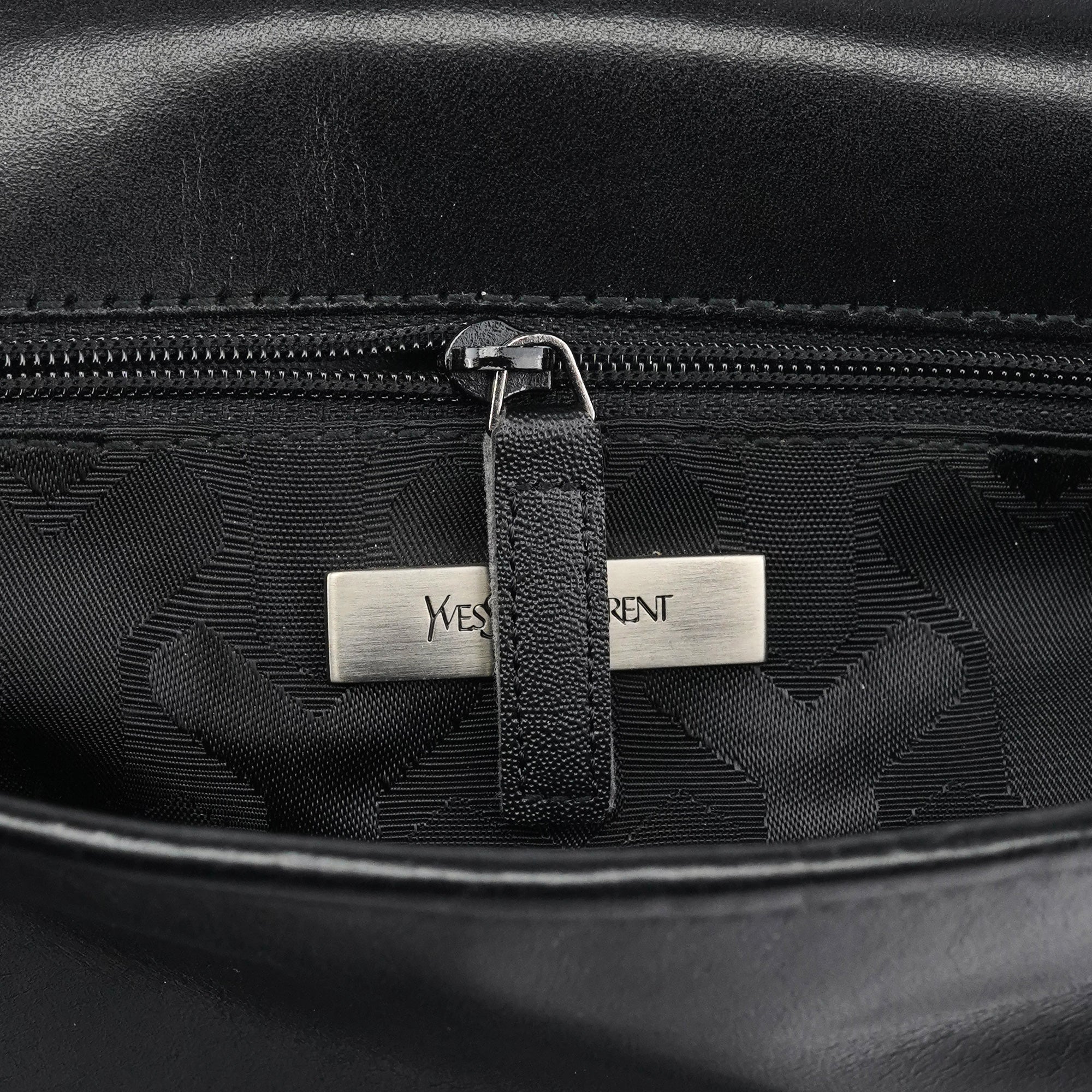 Black Calfskin Belt Crossbody Bag