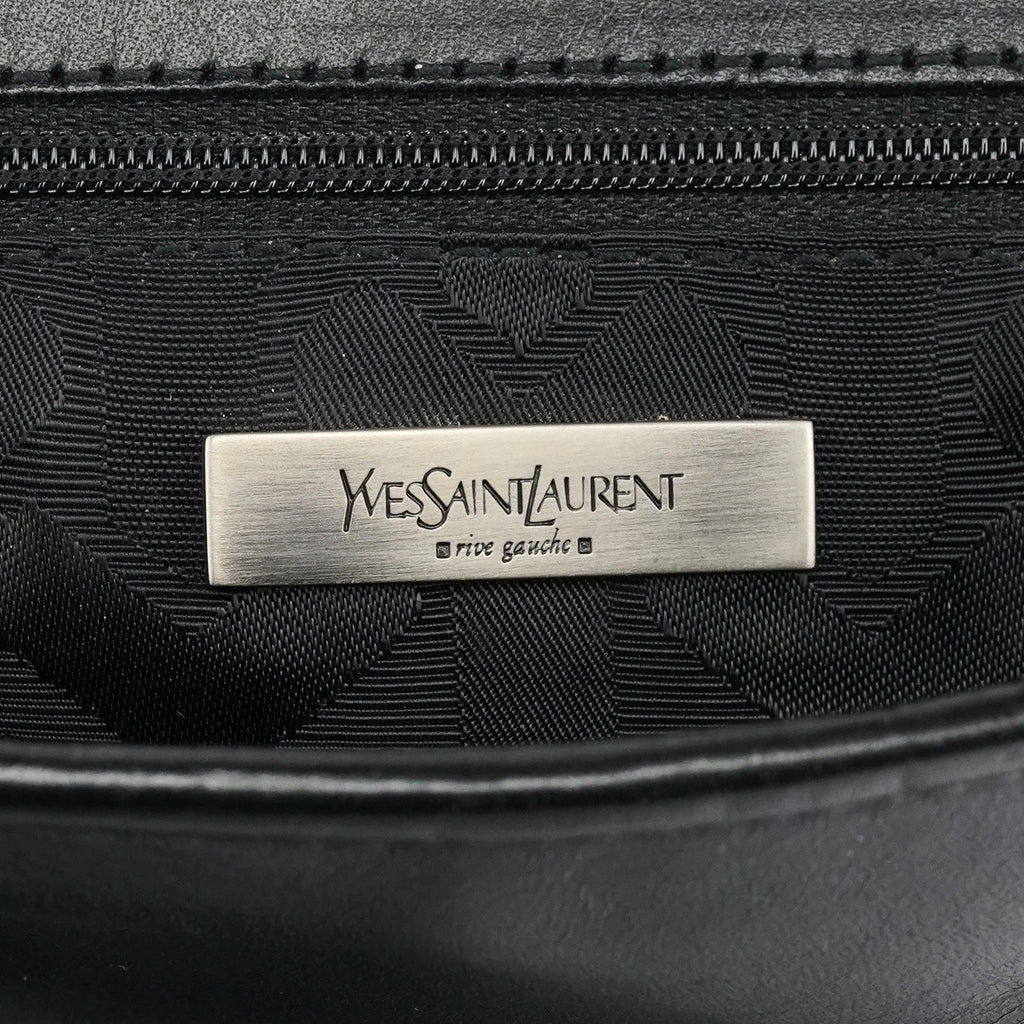 Black Calfskin Belt Crossbody Bag