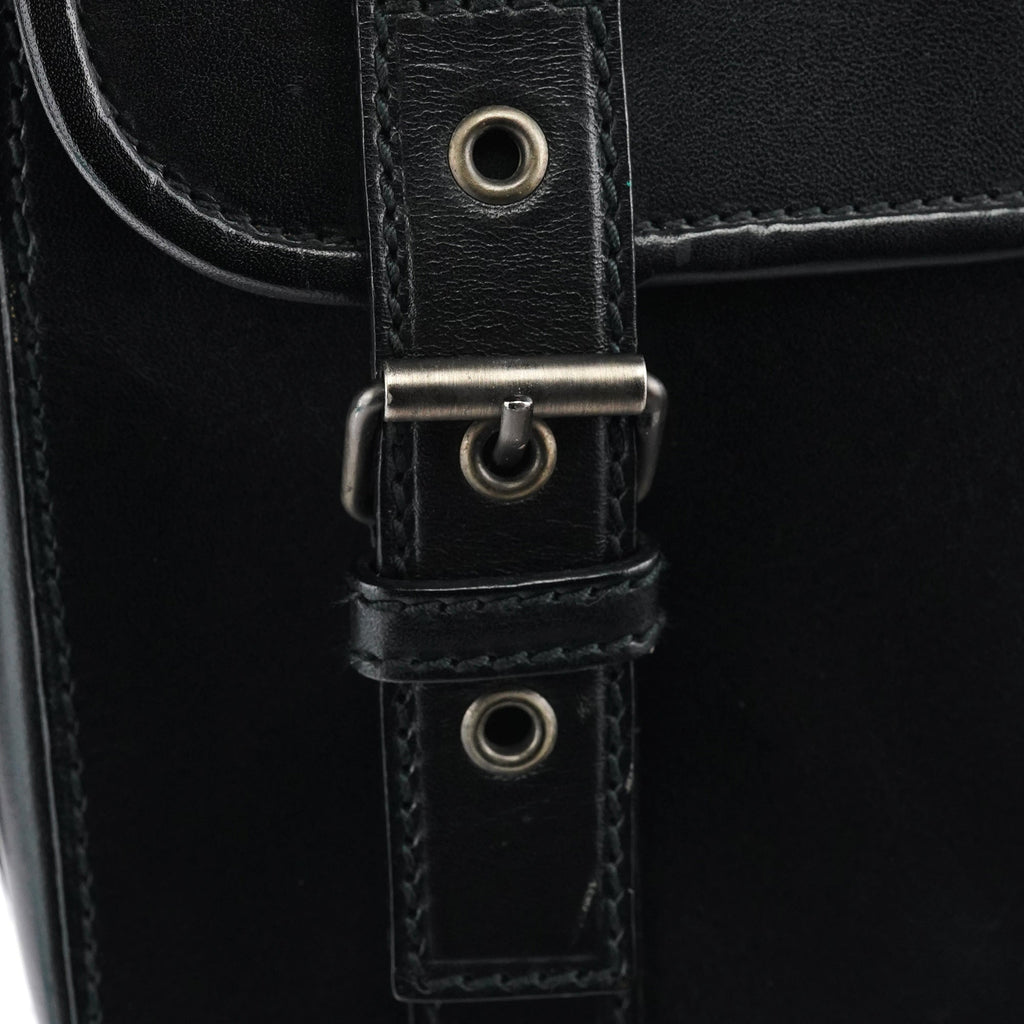 Black Calfskin Belt Crossbody Bag
