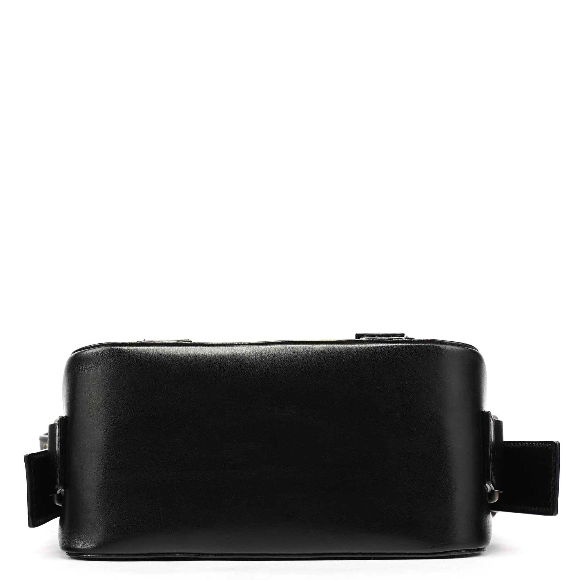 Black Calfskin Belt Crossbody Bag
