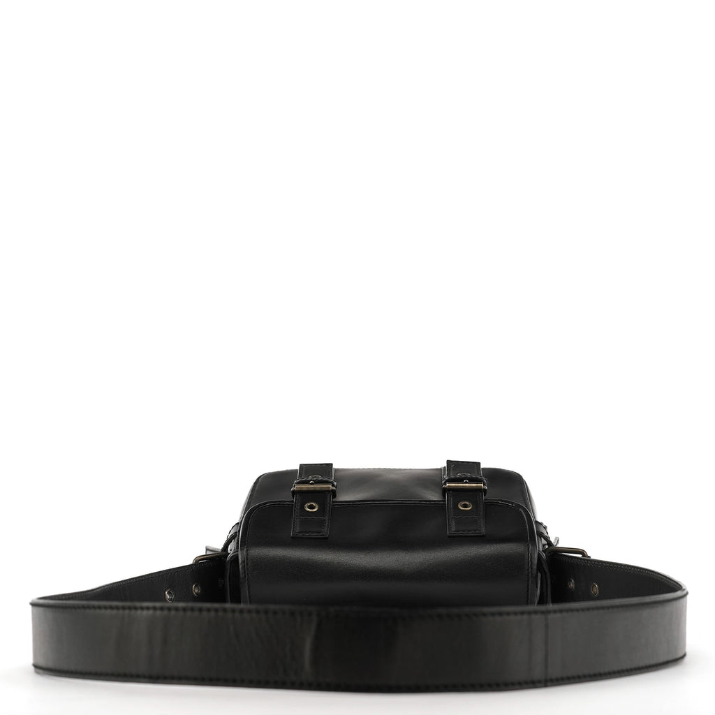 Black Calfskin Belt Crossbody Bag