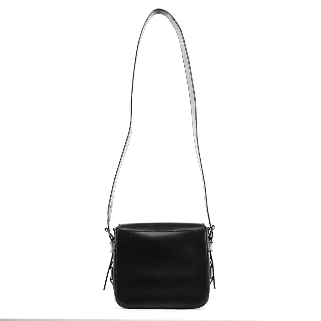 Black Calfskin Belt Crossbody Bag