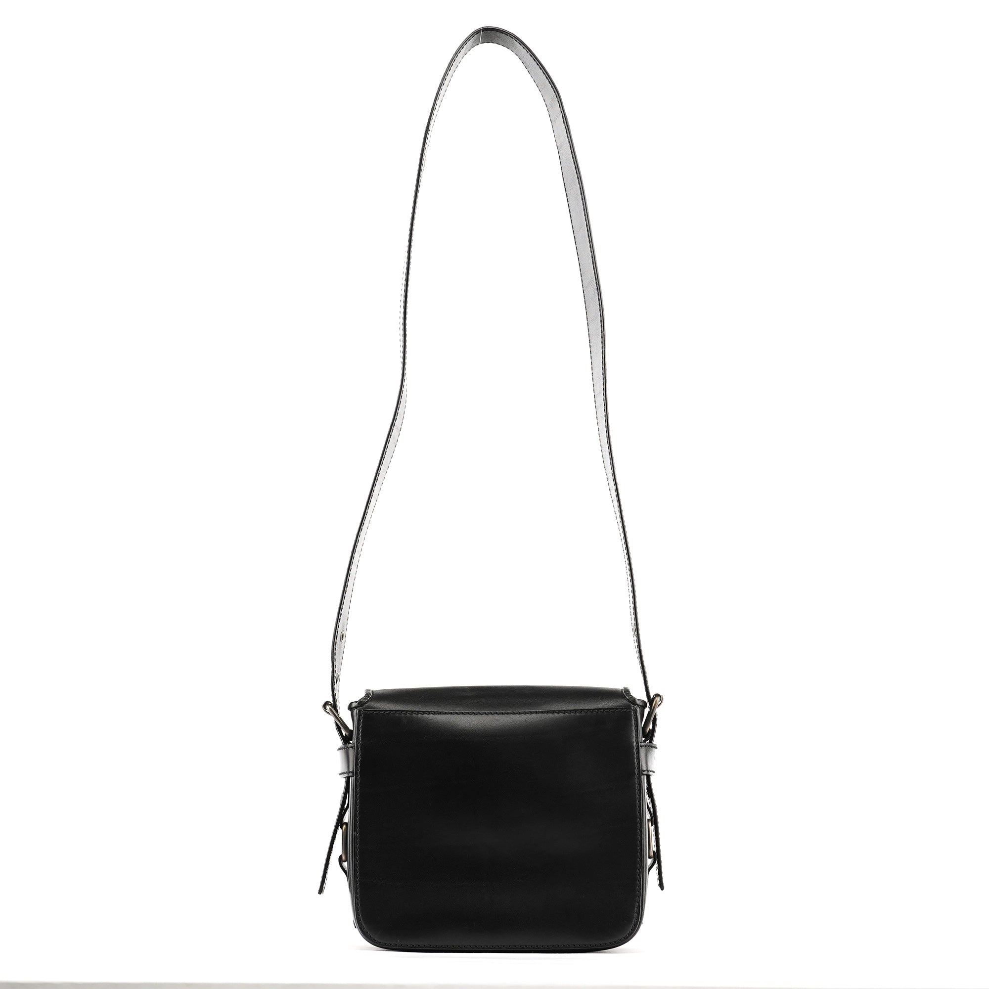 Black Calfskin Belt Crossbody Bag