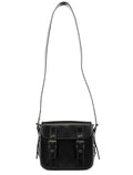 Black Calfskin Belt Crossbody Bag