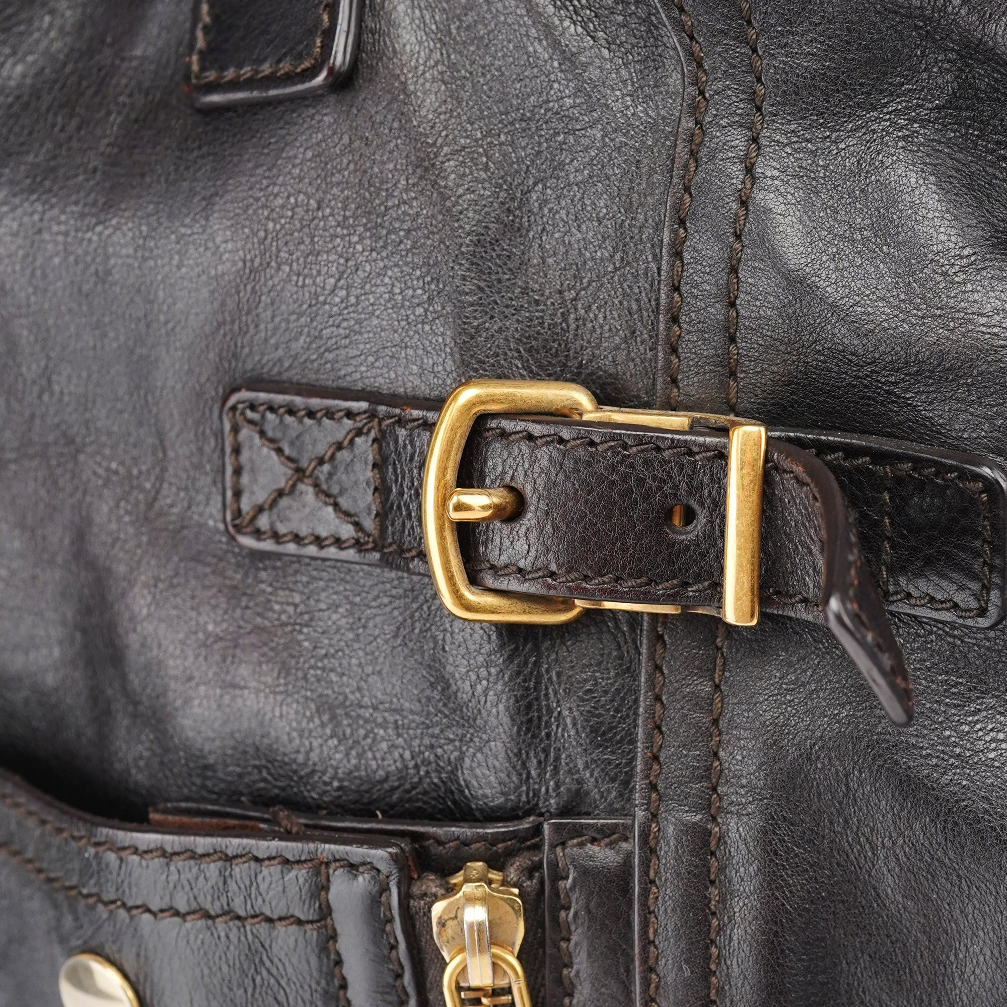 Black Calfskin Downtown Tote Bag