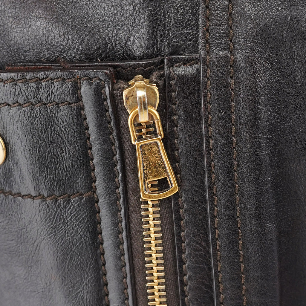 Black Calfskin Downtown Tote Bag