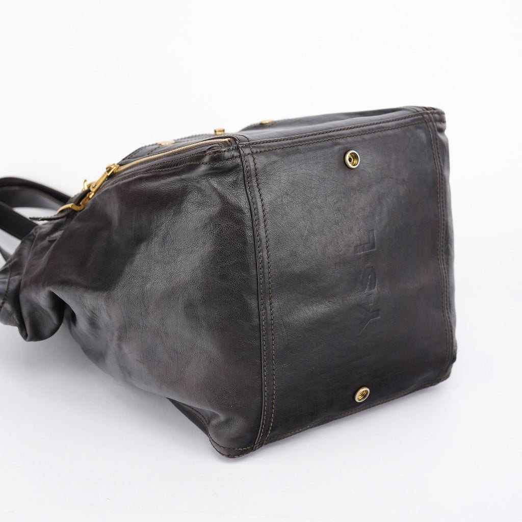 Black Calfskin Downtown Tote Bag