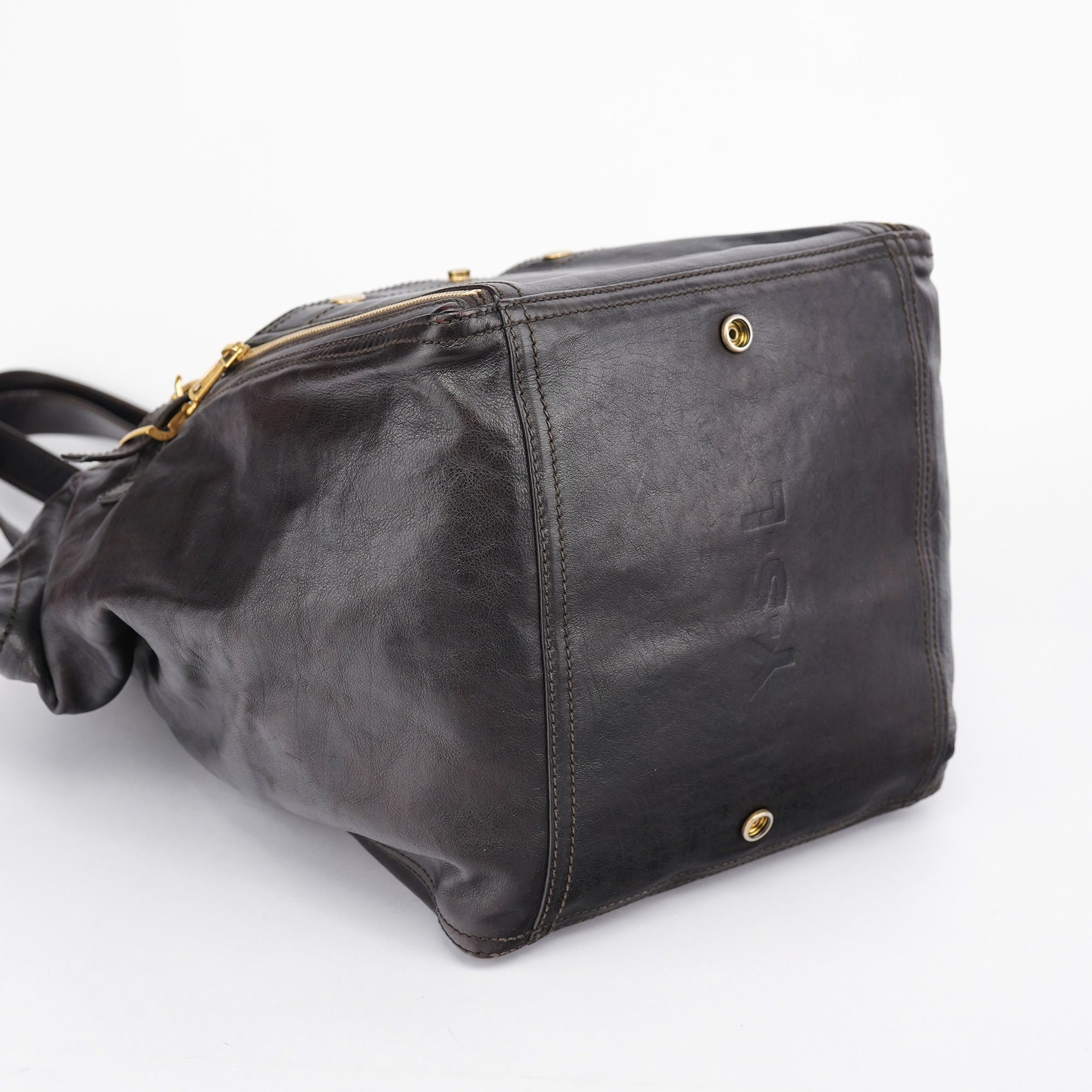 Black Calfskin Downtown Tote Bag