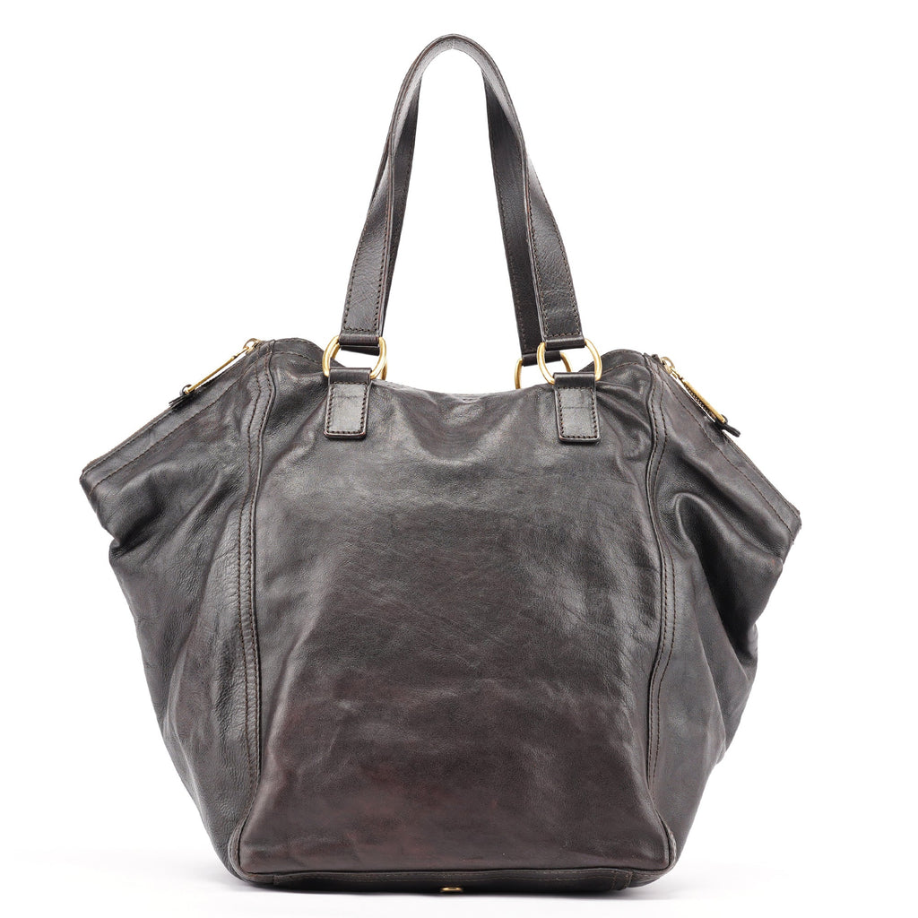 Black Calfskin Downtown Tote Bag