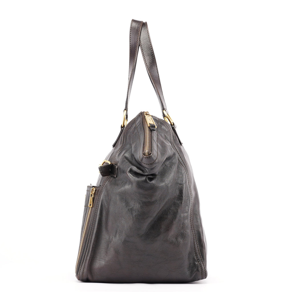 Black Calfskin Downtown Tote Bag