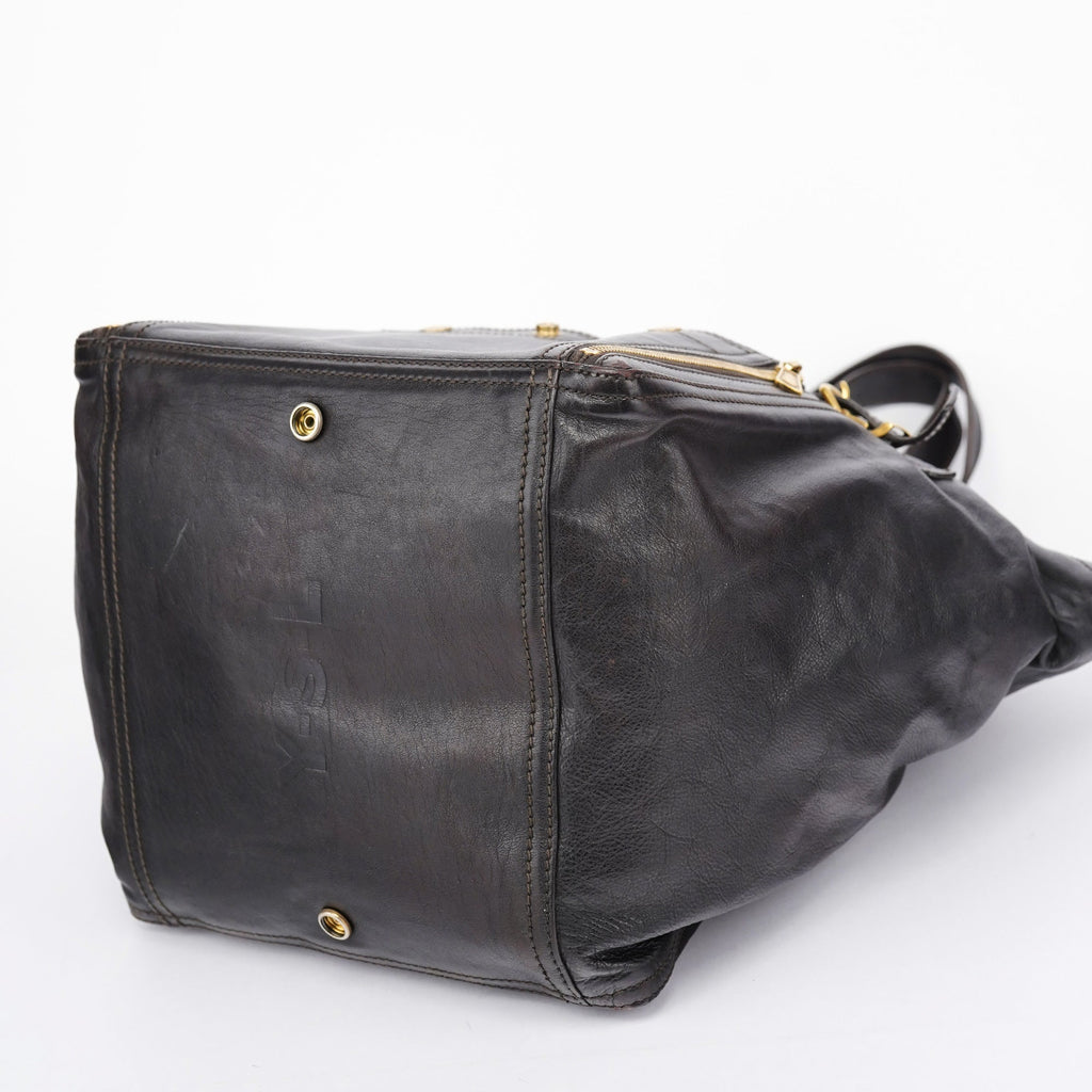 Black Calfskin Downtown Tote Bag