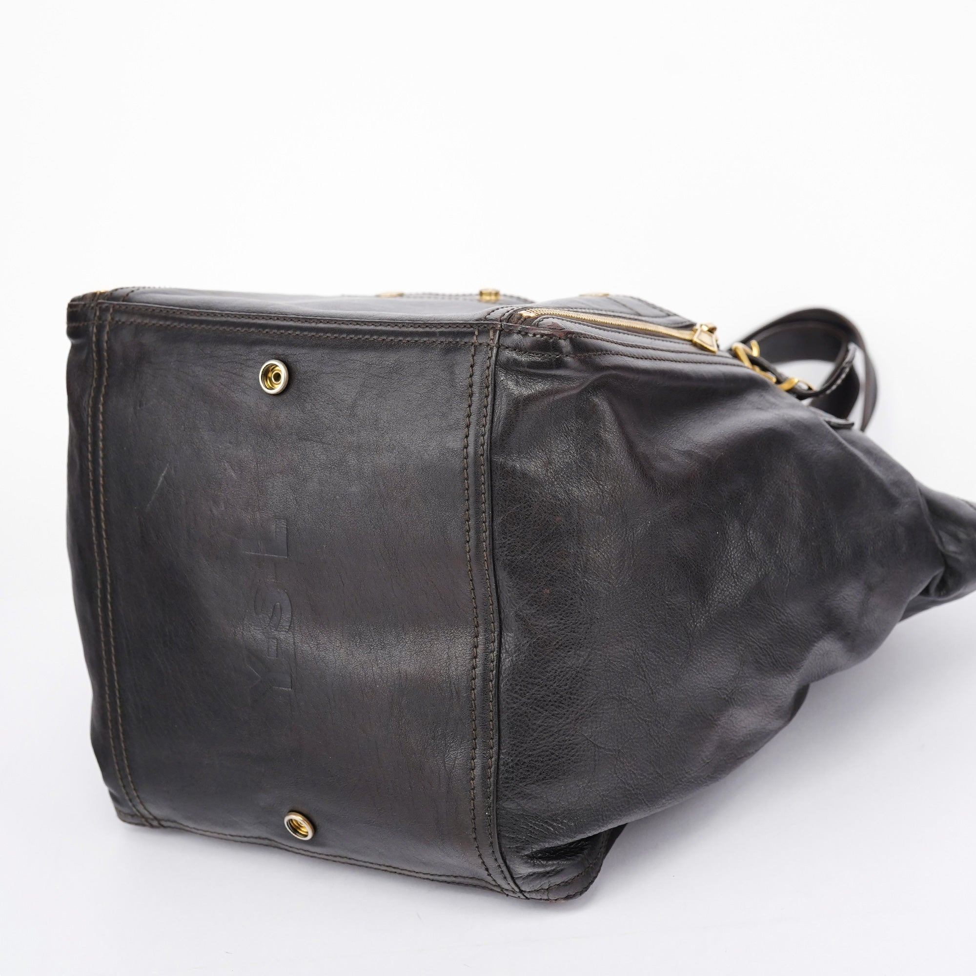 Black Calfskin Downtown Tote Bag