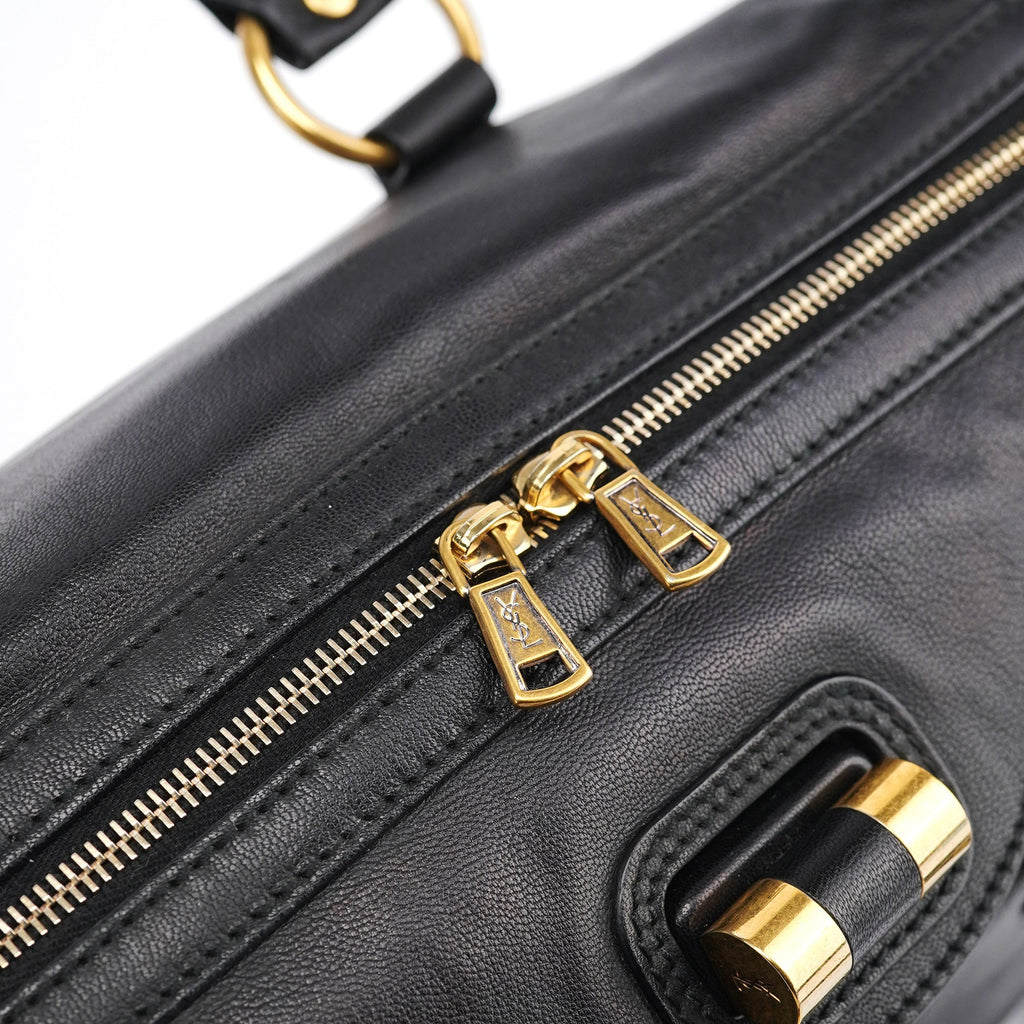 Black Calfskin Leather Muse Tote Bag
