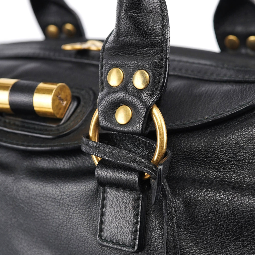 Black Calfskin Leather Muse Tote Bag