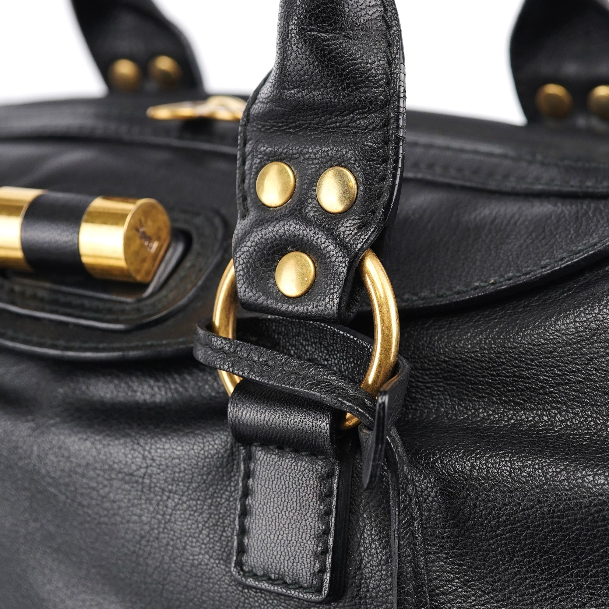 Black Calfskin Leather Muse Tote Bag