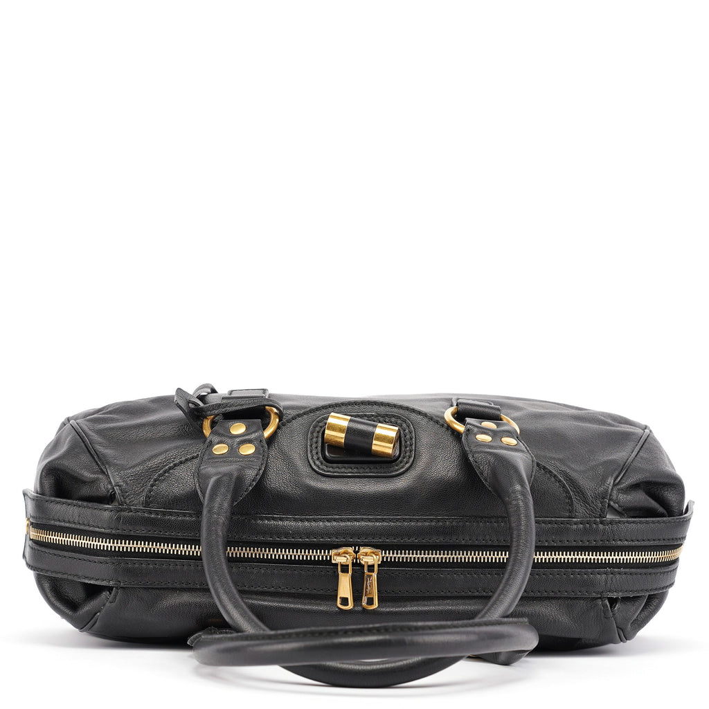 Black Calfskin Leather Muse Tote Bag