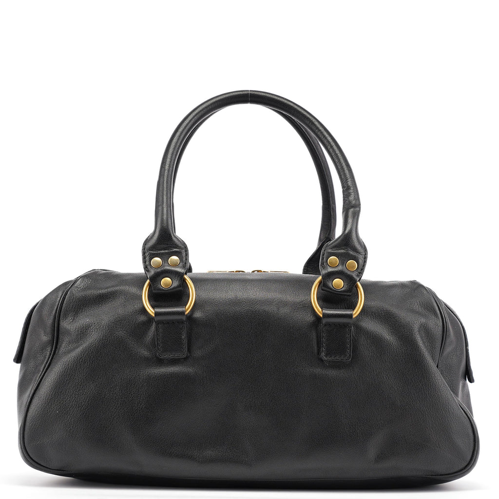 Black Calfskin Leather Muse Tote Bag