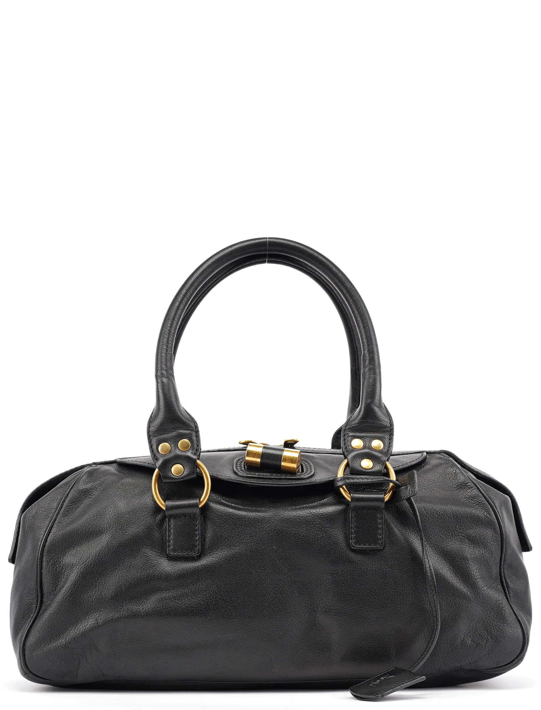 Black Calfskin Leather Muse Tote Bag