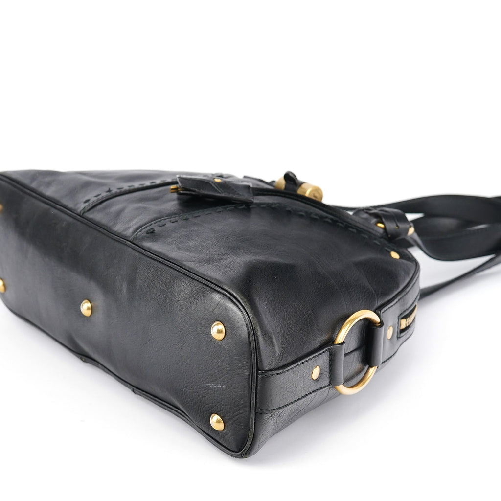 Black Calfskin Leather Muse Tote Bag