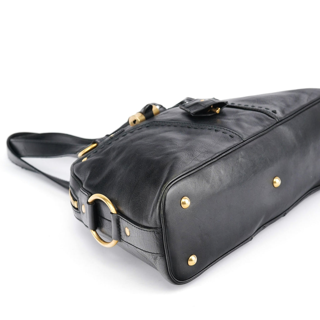 Black Calfskin Leather Muse Tote Bag