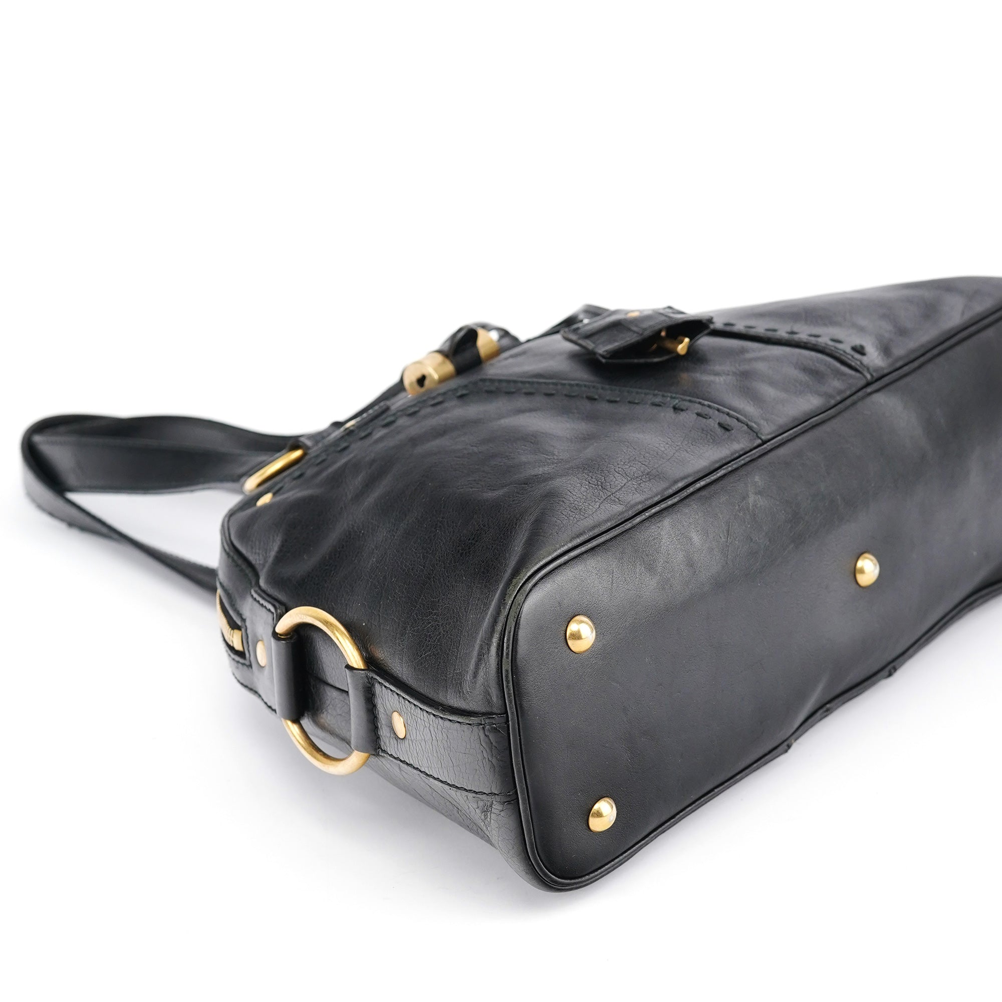 Black Calfskin Leather Muse Tote Bag
