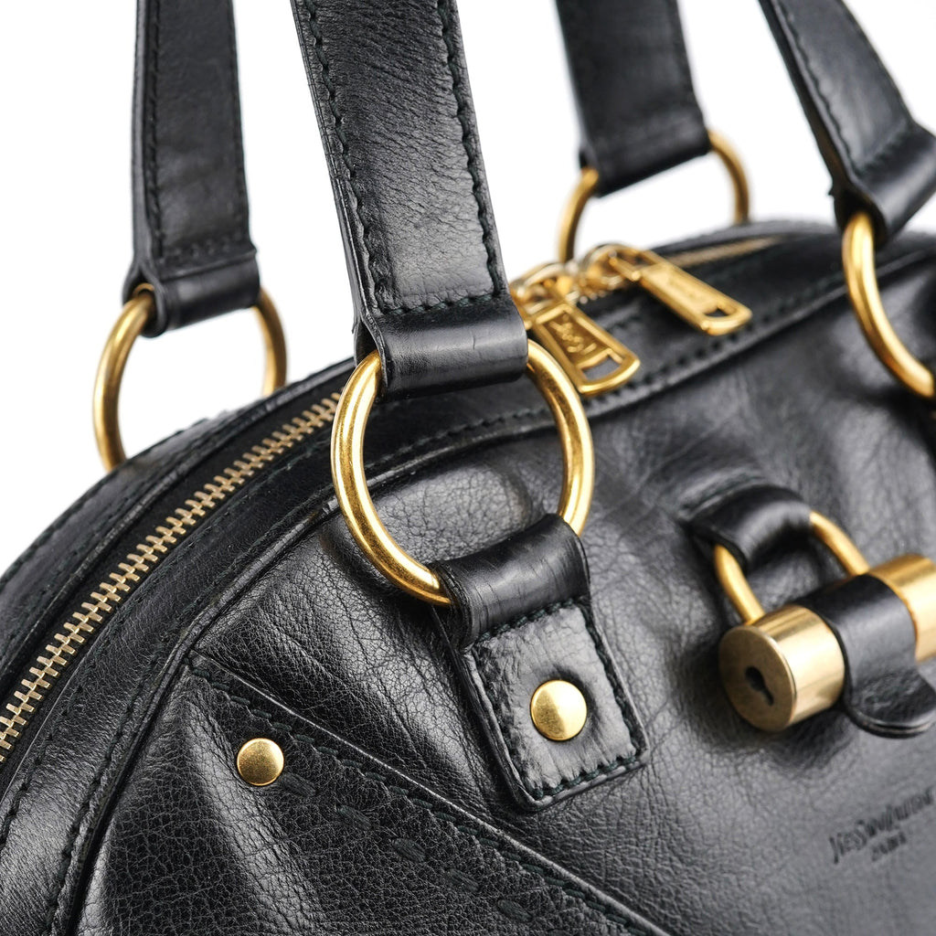 Black Calfskin Leather Muse Tote Bag