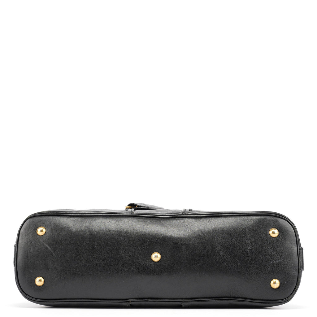 Black Calfskin Leather Muse Tote Bag