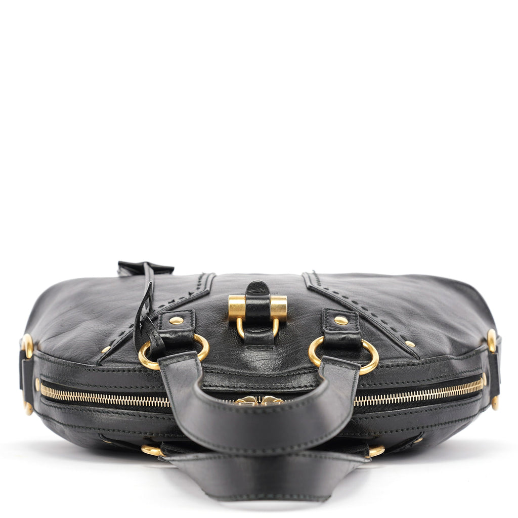 Black Calfskin Leather Muse Tote Bag