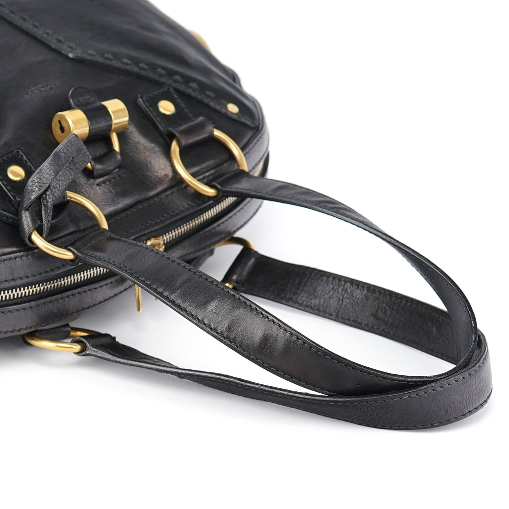 Black Calfskin Leather Muse Tote Bag