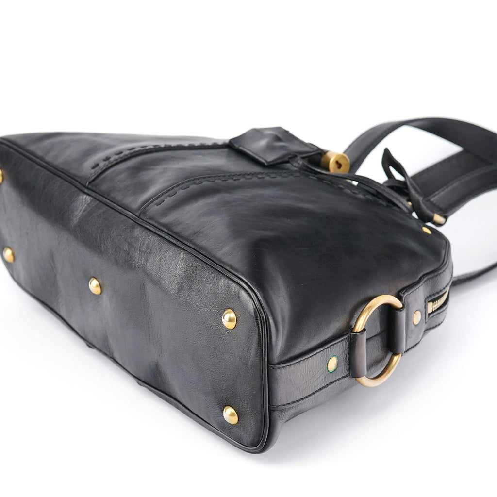 Black Calfskin Leather Muse Tote Bag