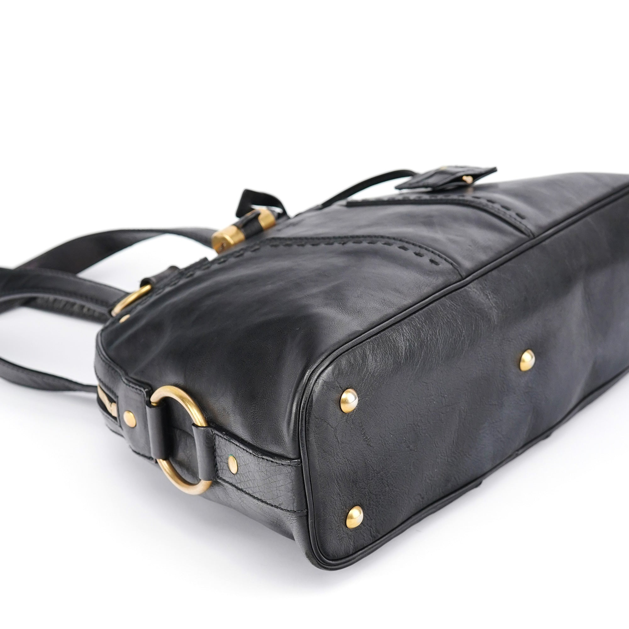 Black Calfskin Leather Muse Tote Bag