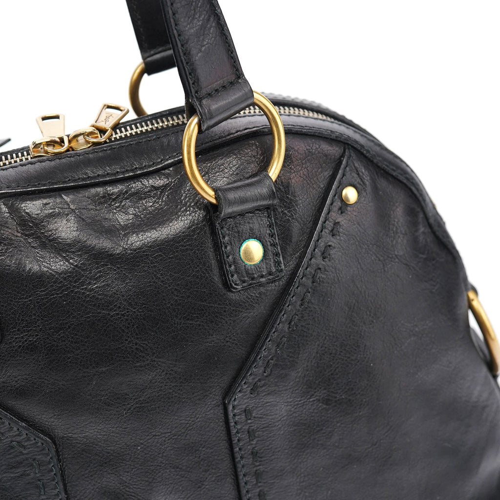 Black Calfskin Leather Muse Tote Bag
