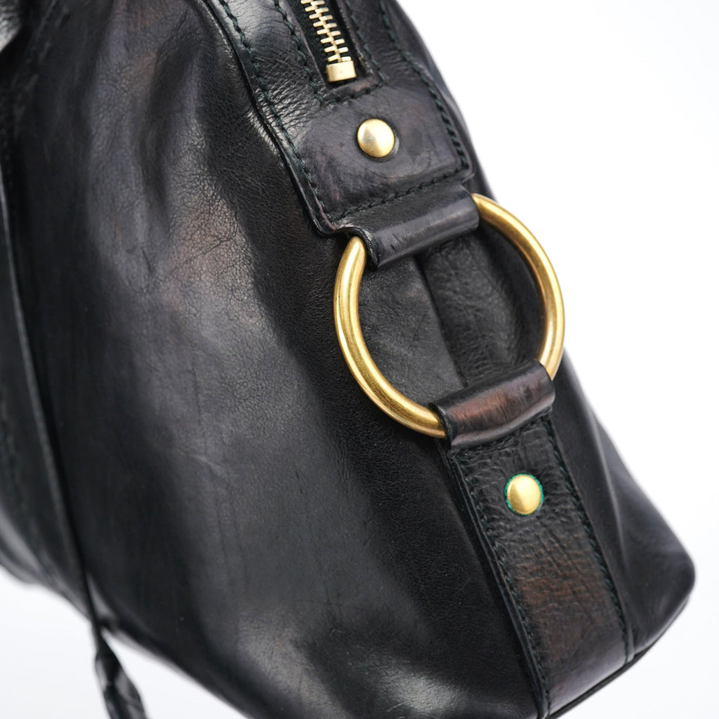Black Calfskin Leather Muse Tote Bag