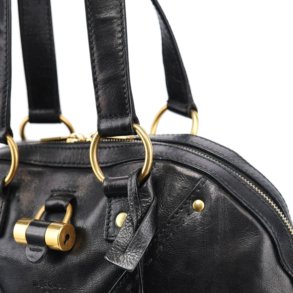 Black Calfskin Leather Muse Tote Bag