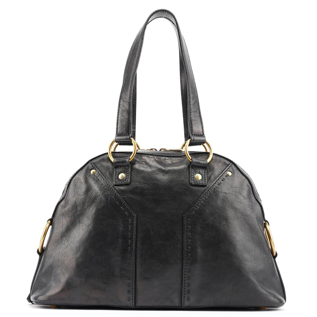 Black Calfskin Leather Muse Tote Bag