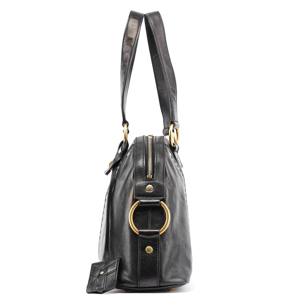 Black Calfskin Leather Muse Tote Bag