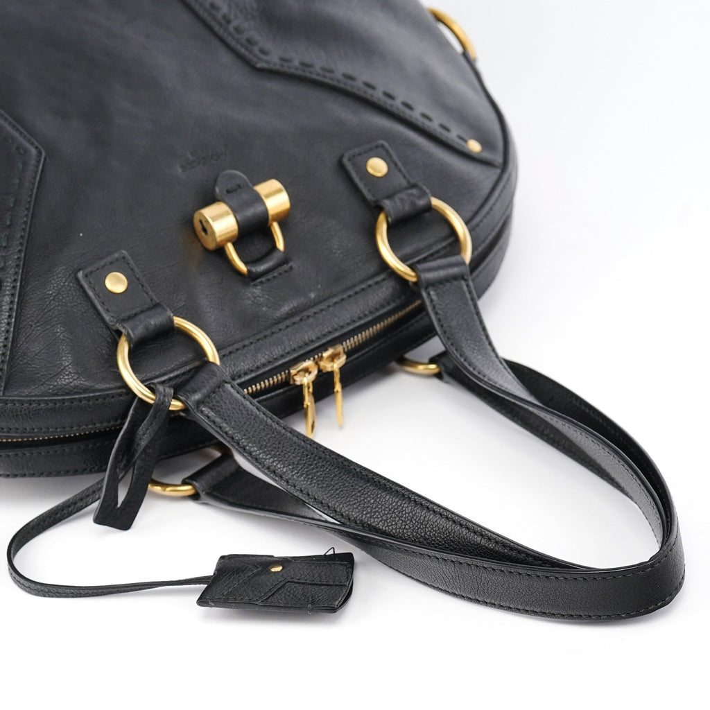 Black Calfskin Leather Muse Tote Bag