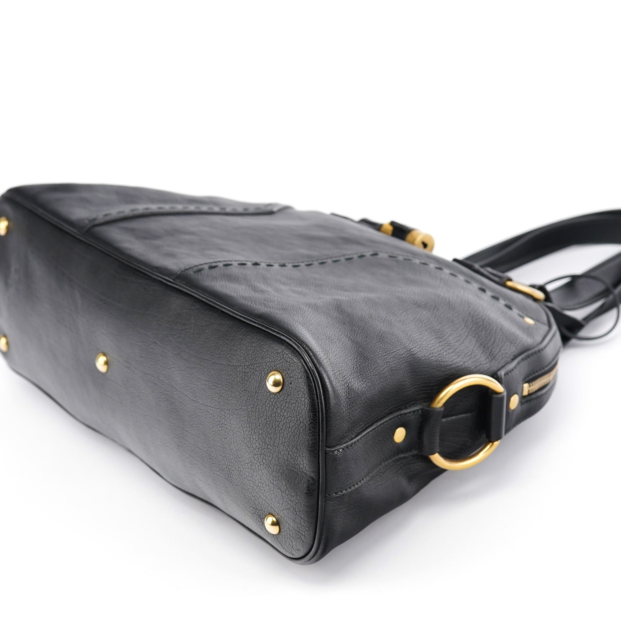 Black Calfskin Leather Muse Tote Bag
