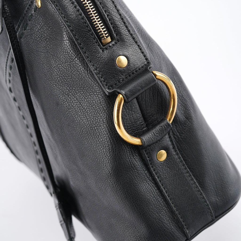 Black Calfskin Leather Muse Tote Bag
