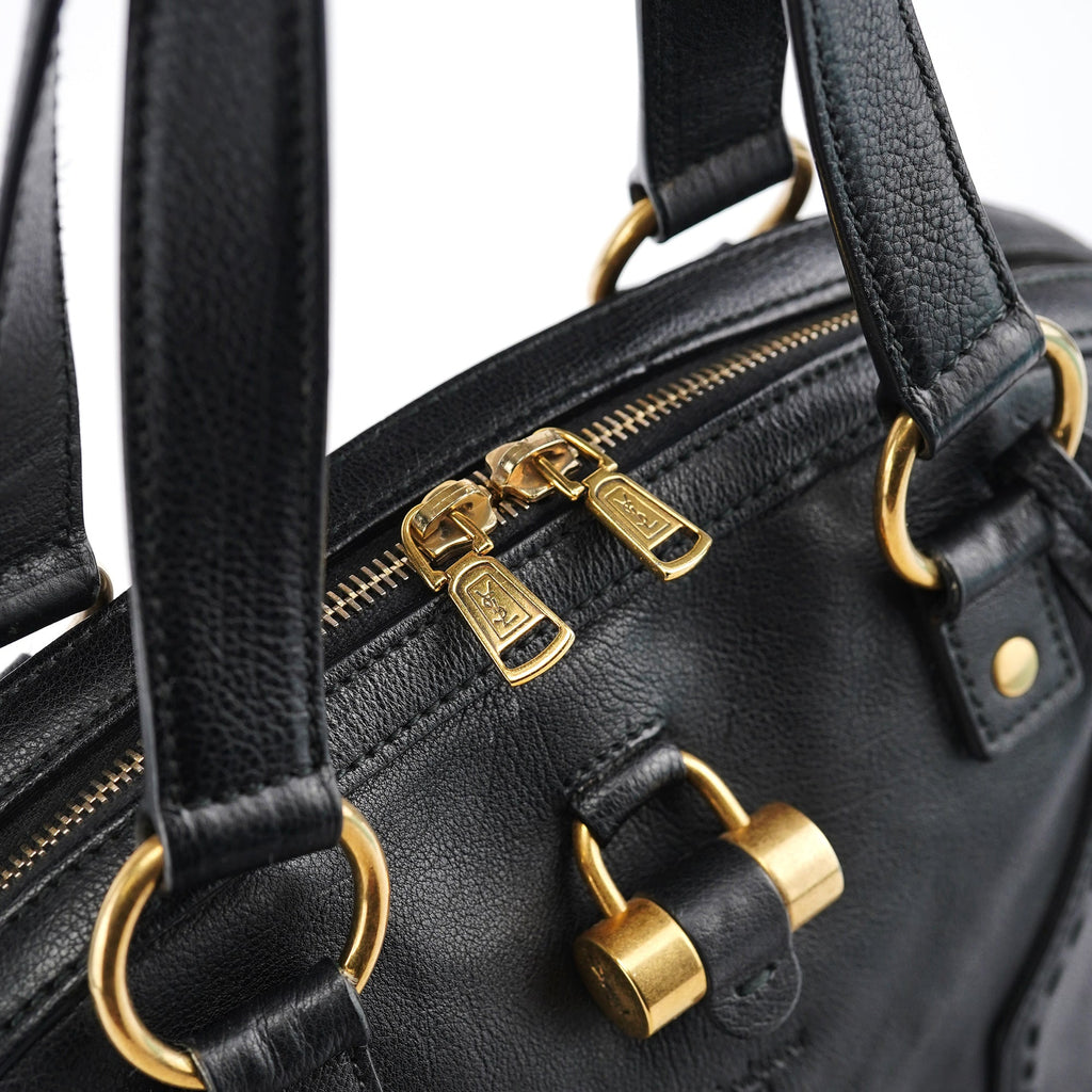 Black Calfskin Leather Muse Tote Bag